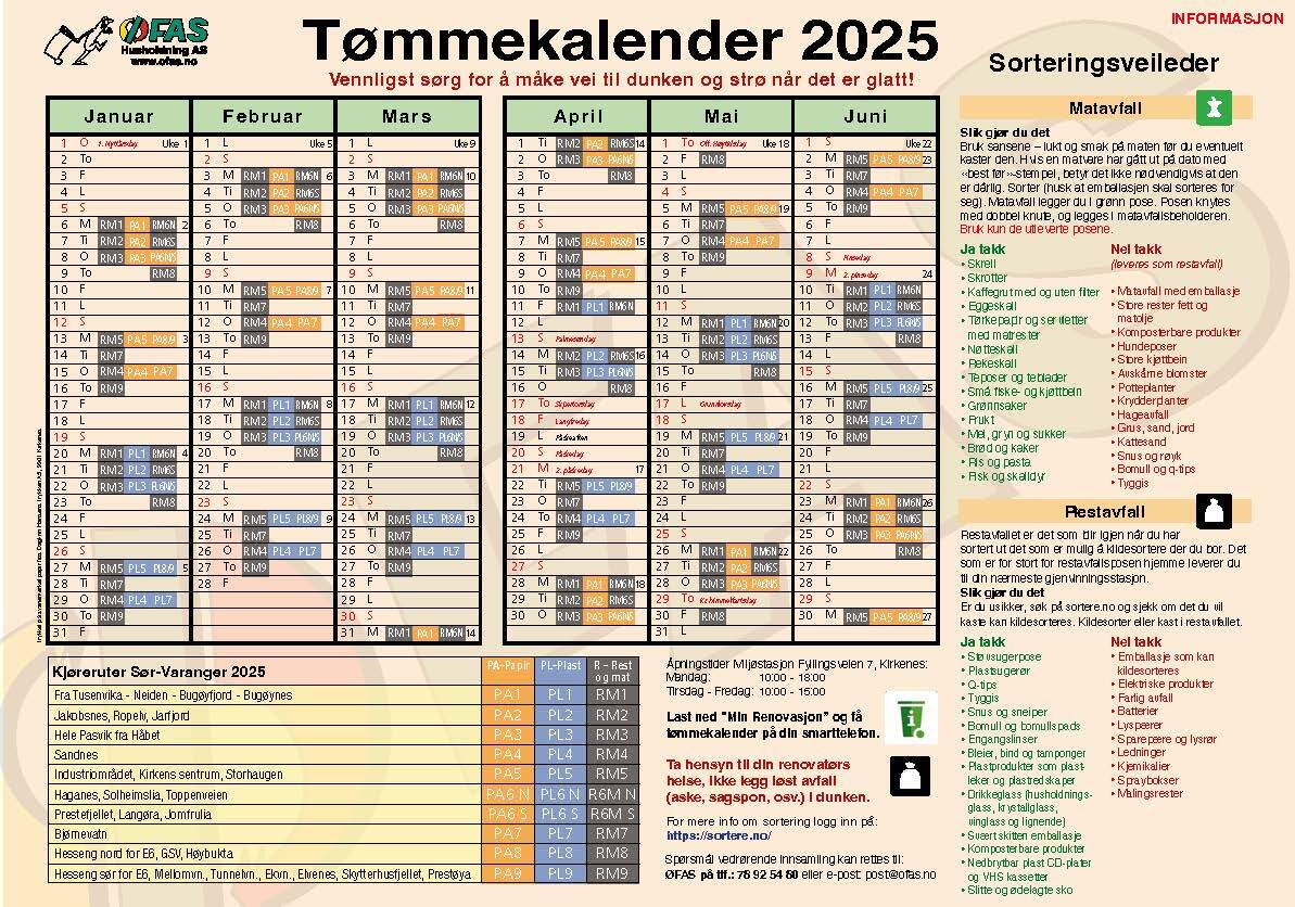 Tømmekalender 2025