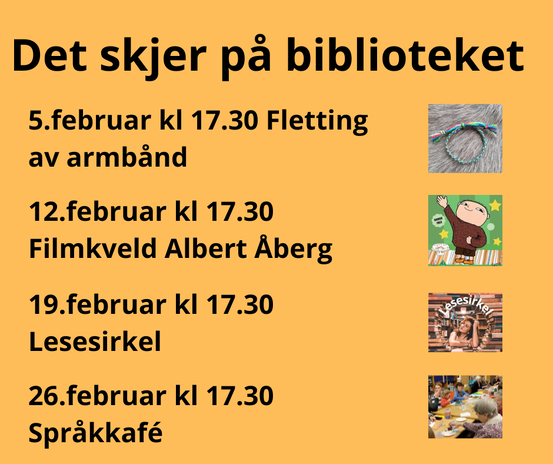 Bildeversjon av tekst om hva som skjer i biblioteket i februar