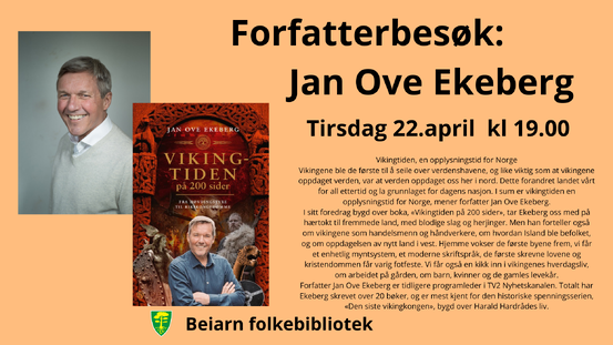Plakat om forfatterbesøk Jan Ove Ekeberg