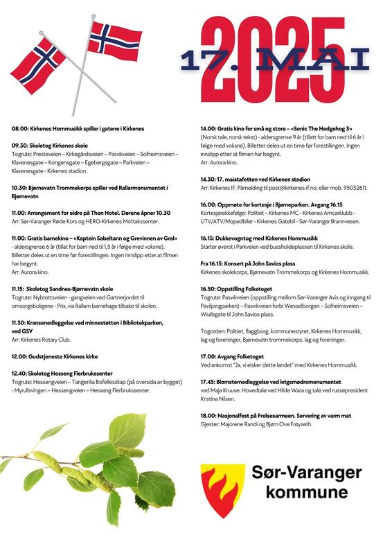 Program for 17. mai i Sør-Varanger kommune