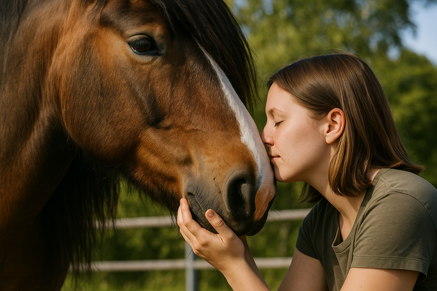 Livsmestring med hest - et pilotkurs i hesteassisterte aktiviteter for mestring og trygghet (illustrasjonsfoto: AI-generert)