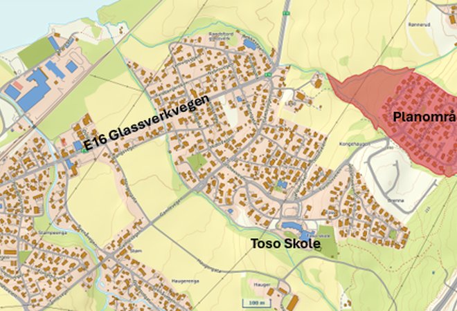Bildet viser et kartustnitt som viser det berørte området.