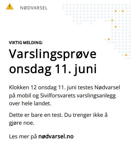 Nødvarsel - 11. juni
