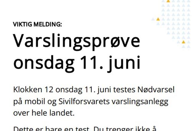 Nødvarsel - 11. juni