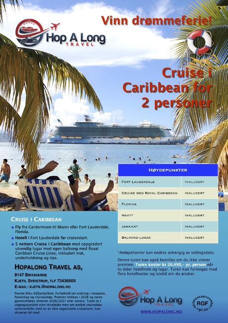 Cruise i Caribbean for 2.pers.