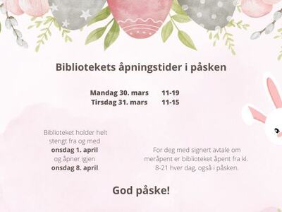 Påskeåpningstider 2026 Påskeåpningstider 2026