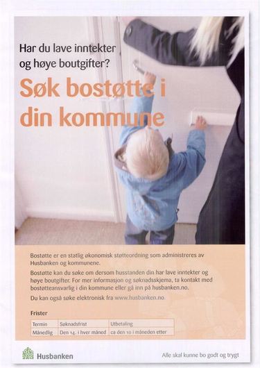 Plakat om bostøtte fra Husbanken
